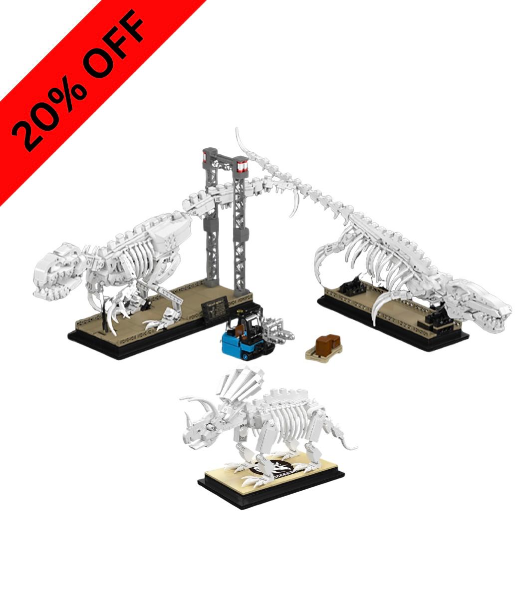 Jurassic bundle (Mosasaurus, Velociraptor & Triceratops fossils)
